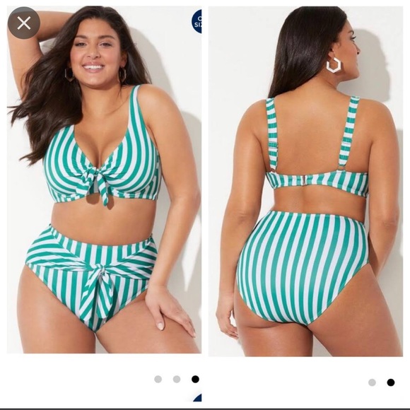Gabifresh X Swimsuits for all high waist striped tie-front bikini bottoms sz 18 - Picture 5 of 5